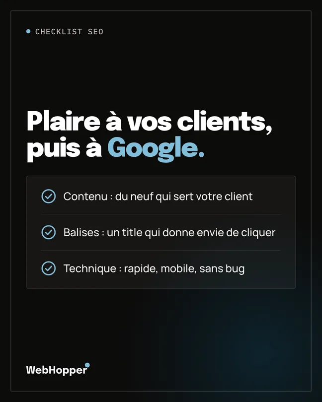 Publication WebHopper, checklist d'une page SEO