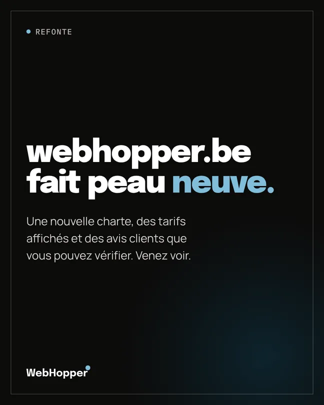 Publication LinkedIn de WebHopper sur la refonte du site