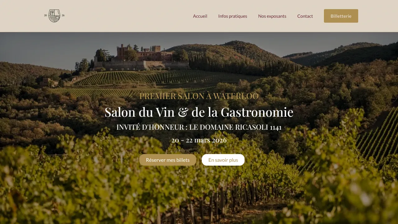 Site du Salon du Vin Waterloo